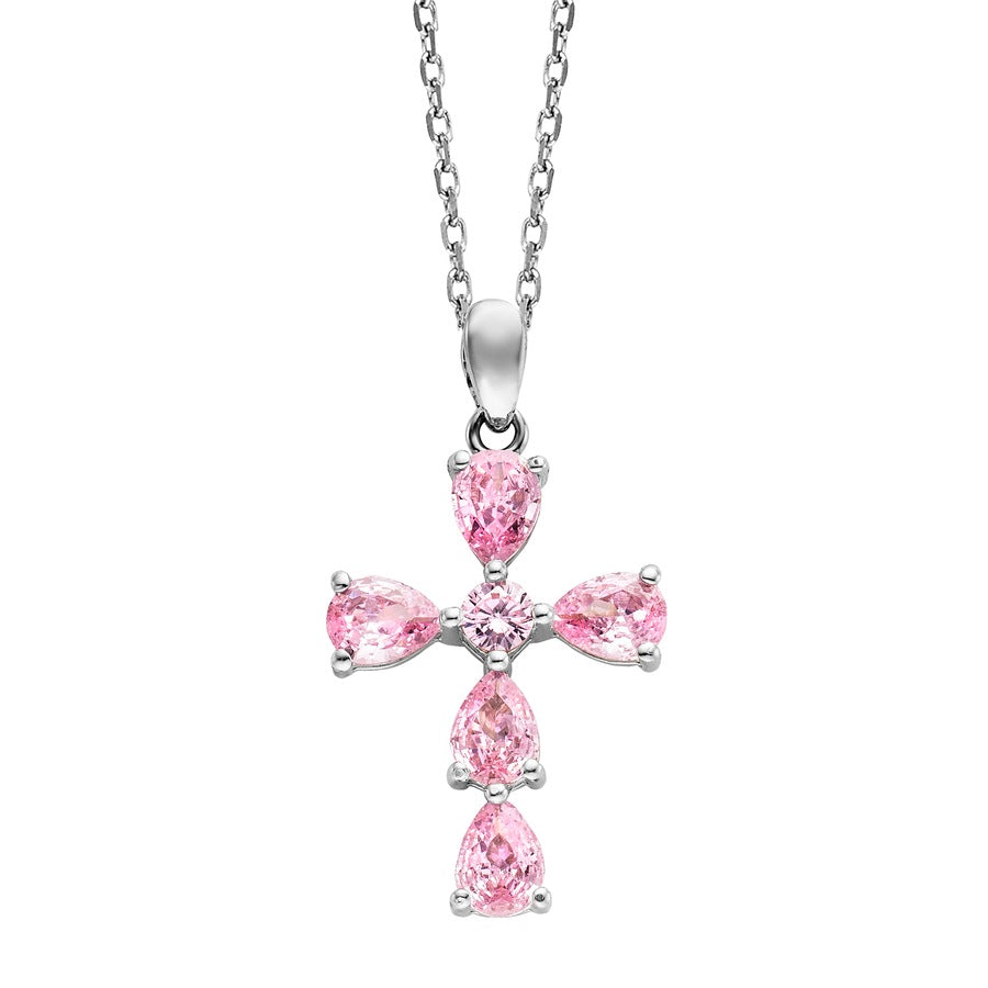 Julie Julsen Anhänger mit Kette 925/- Sterling Silber Zirkonia rosa