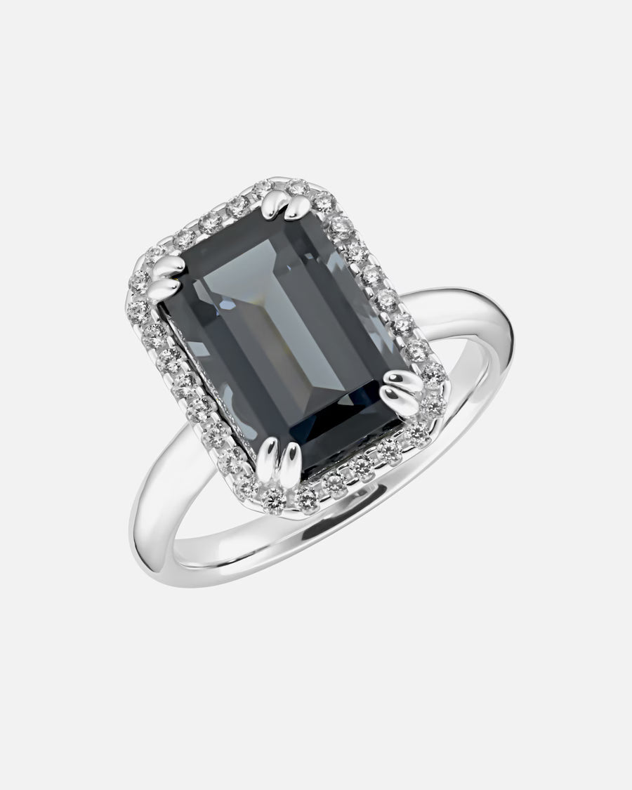 Giorgio Martello Milano Ring mit Zirkonia und grauem Kristallstein, Silber 925