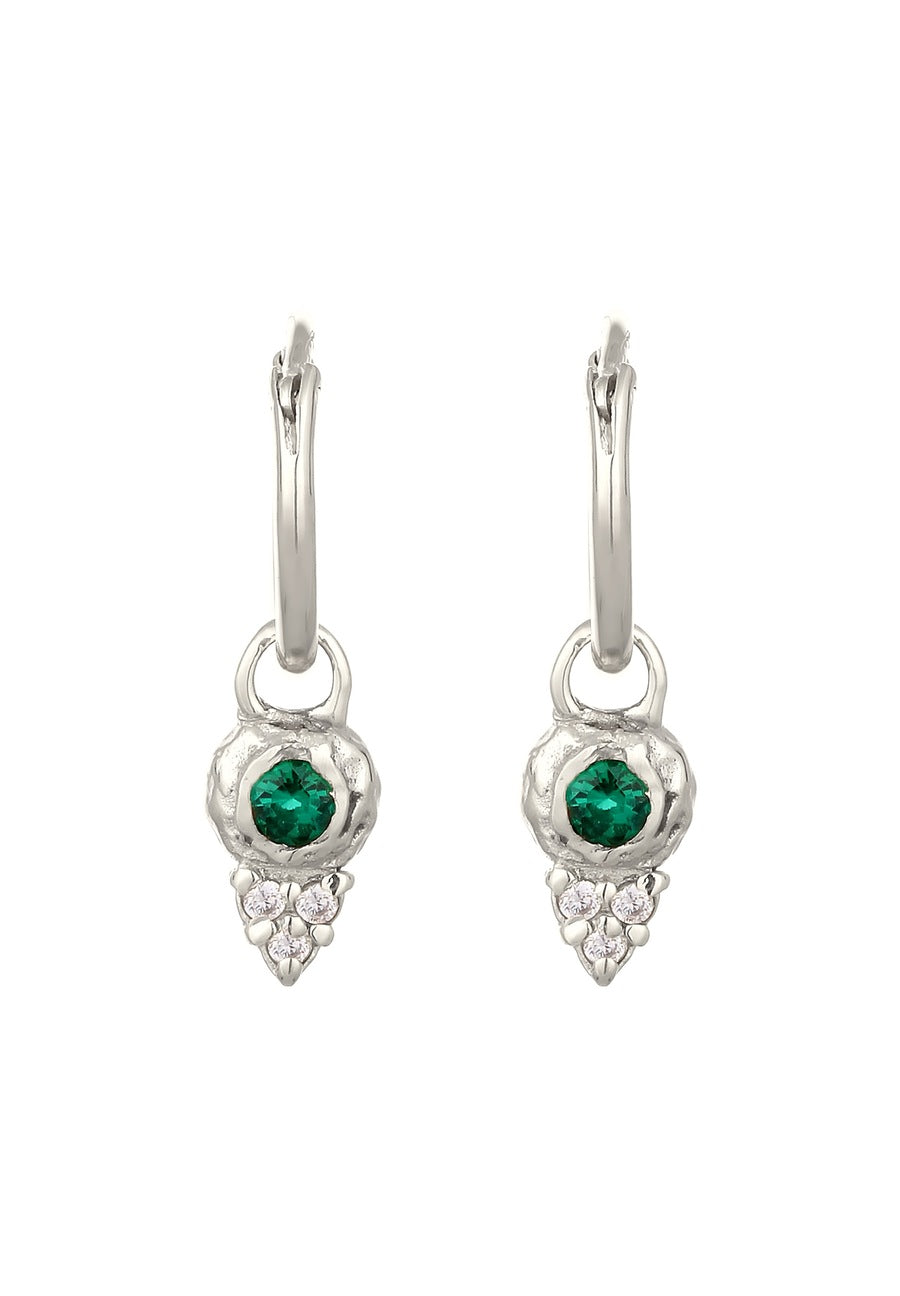 Elli PREMIUM Creolen Einhänger Zirkonia Synthetischer Smaragd Grün 925 Sterling Silber