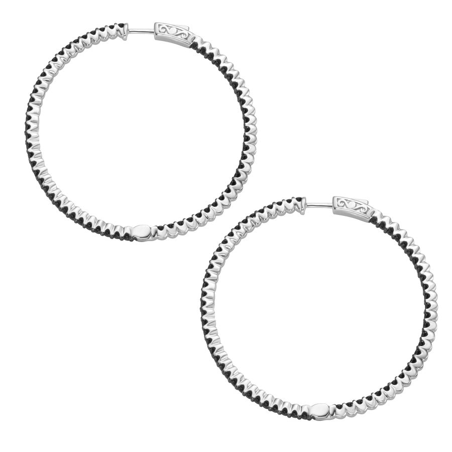 Giorgio Martello Milano Klappcreolen mit schwarzen Zirkonia, Silber 925