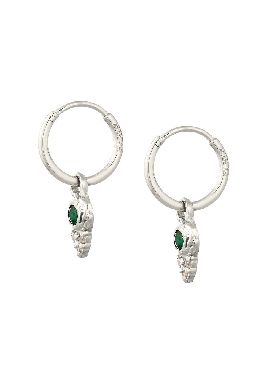 Elli PREMIUM Creolen Einhänger Zirkonia Synthetischer Smaragd Grün 925 Sterling Silber