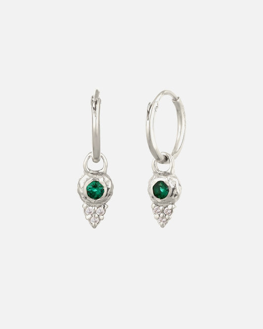 Elli PREMIUM Creolen Einhänger Zirkonia Synthetischer Smaragd Grün 925 Sterling Silber