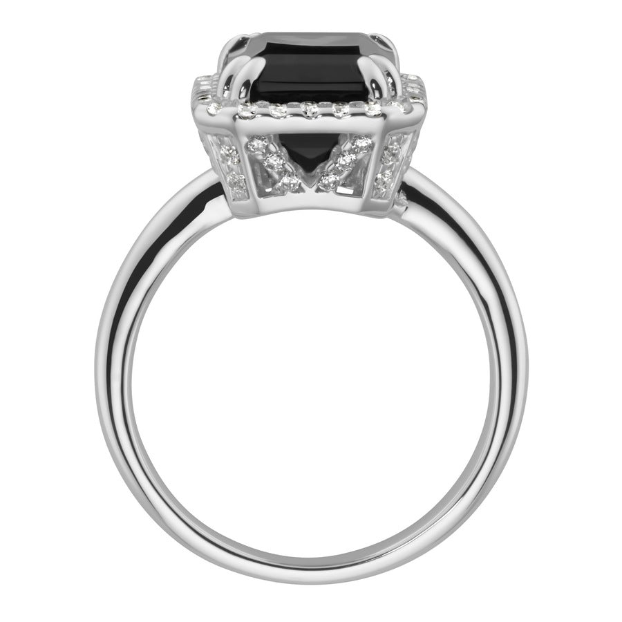 Giorgio Martello Milano Ring mit Zirkonia und grauem Kristallstein, Silber 925