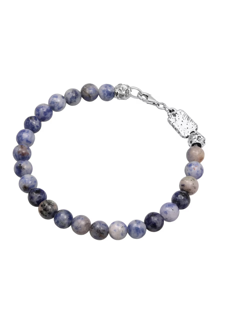 Edelstein Perlen Achat Blau 925 Sterling Silber