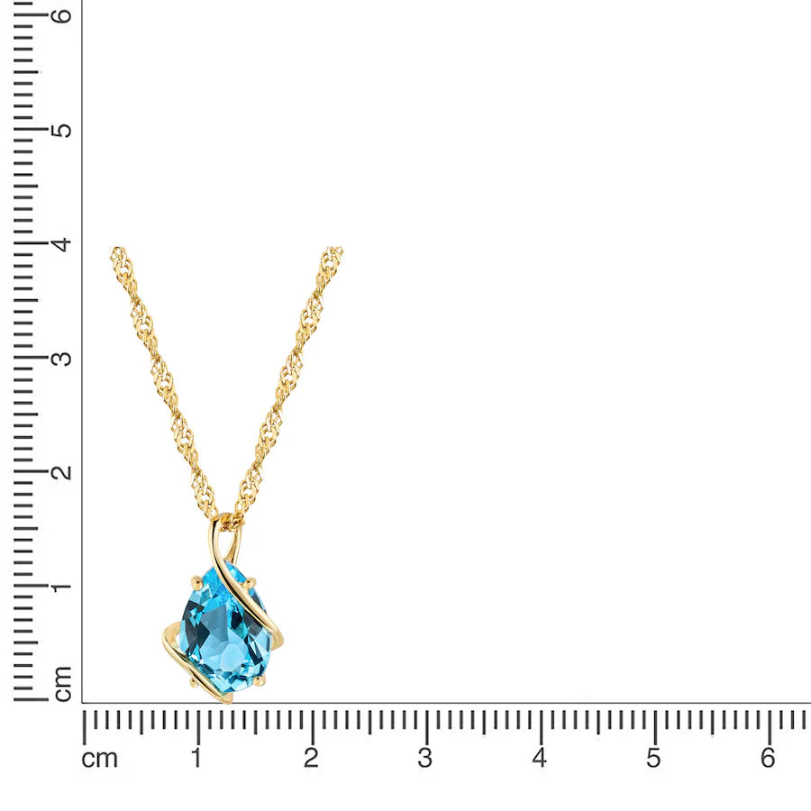 Fascination by Ellen K. Anhänger mit Kette 375/- Gold Blautopas beh. blau