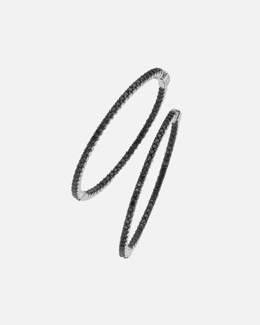 Giorgio Martello Milano Klappcreolen mit schwarzen Zirkonia, Silber 925