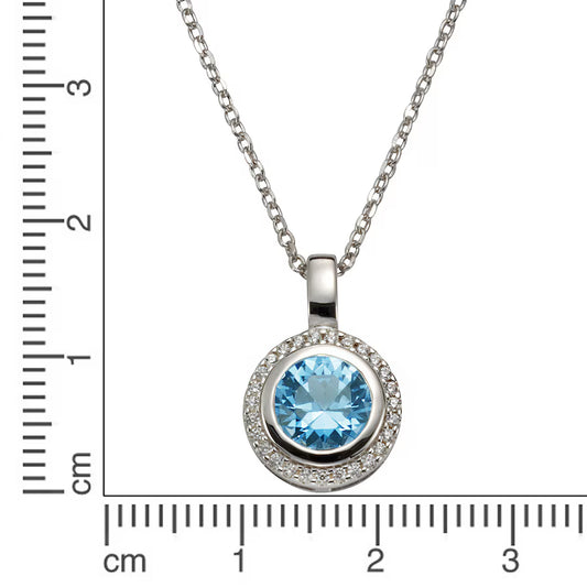 Celesta Anhänger mit Kette 925/- Sterling Silber sy. Blautopas blau