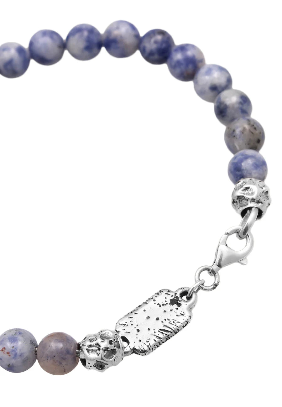 Edelstein Perlen Achat Blau 925 Sterling Silber