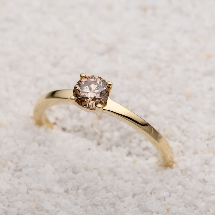 Orolino Ring 585/- Gold Brillant braun 0,50ct.