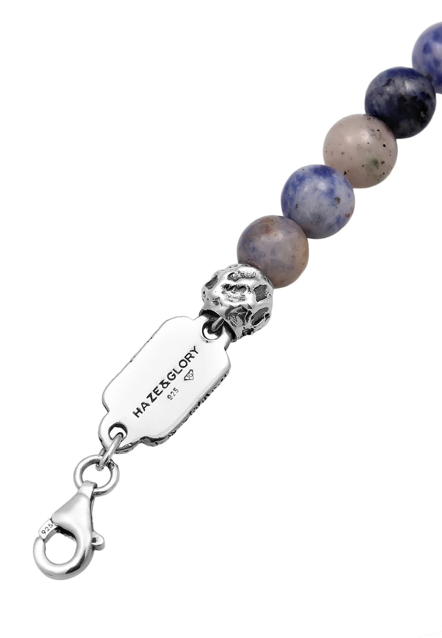 Edelstein Perlen Achat Blau 925 Sterling Silber