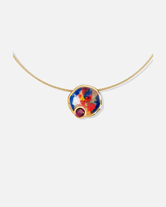 HERB SCHMUCK Anhänger mit Kette 925/- Sterling Silber Rhodolith rot