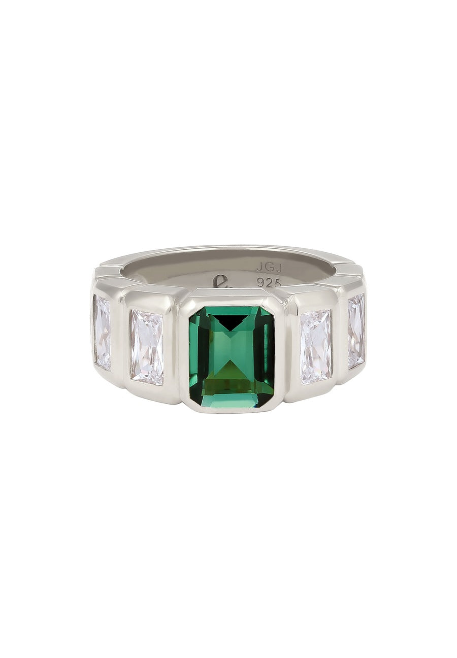 Elli PREMIUM Rechteck Quarz Grün 925 Sterling Silber