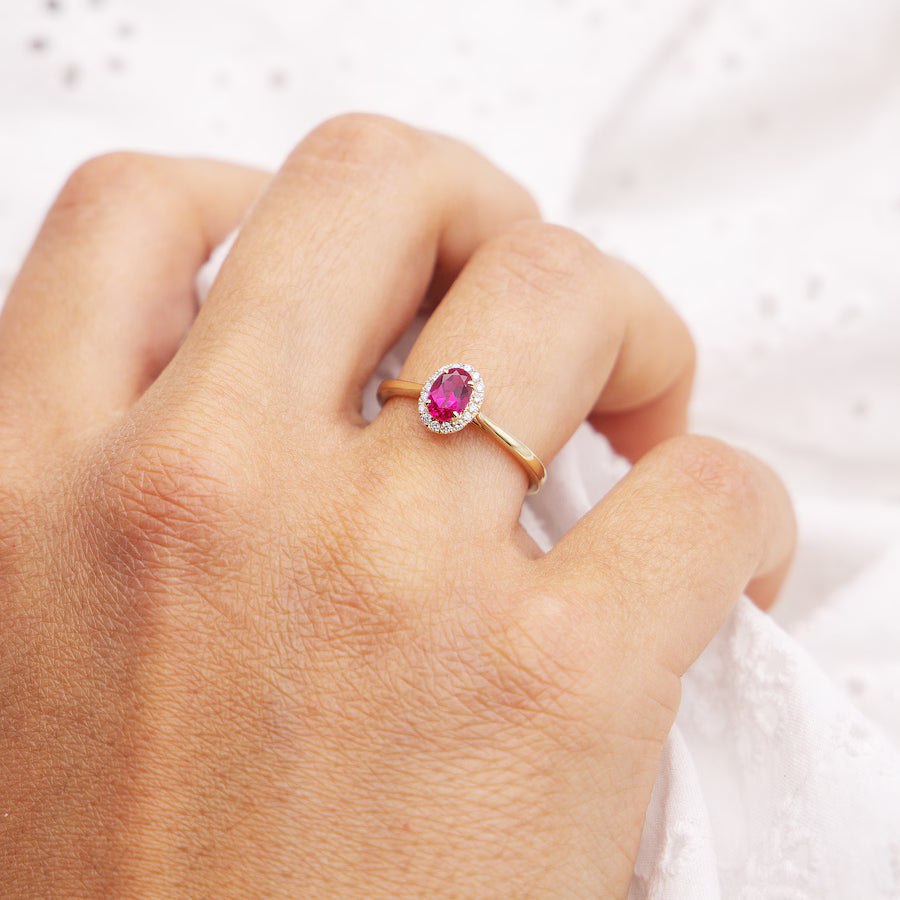 Diam Addict Ring 585/- Gold Rubin rot 0,08ct.