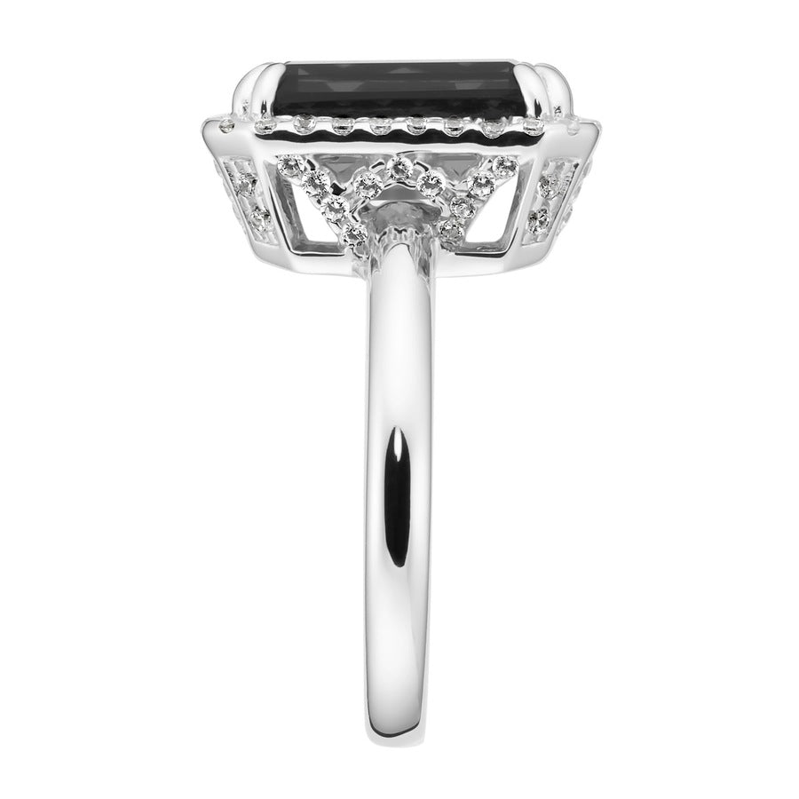 Giorgio Martello Milano Ring mit Zirkonia und grauem Kristallstein, Silber 925
