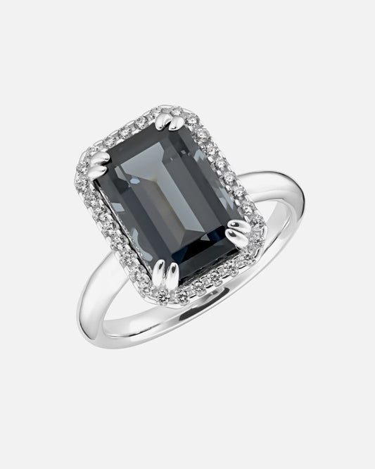 Giorgio Martello Milano Ring mit Zirkonia und grauem Kristallstein, Silber 925